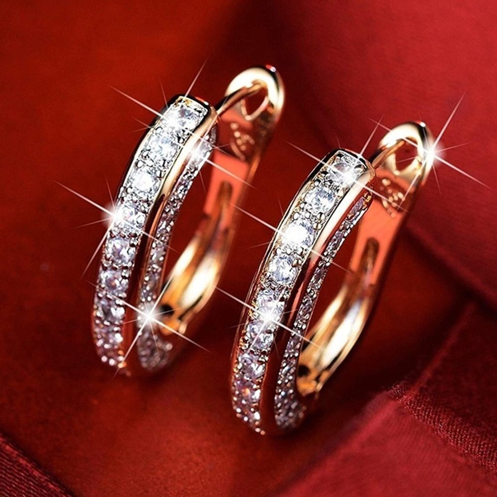 Creative Rhinestone Hoop Earrings - Picture 5 of 9